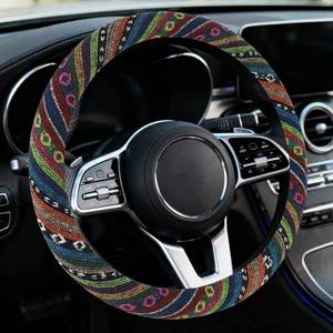 lot 2161 image: Ongfuwu Boho Car Steering Wheel Cover, Ethnic Style Steering Wheel Covers Protector, Bohemian Anti-Slip Breathable Linen Auto Wheels Cover Fits 15 Inch, Universal Interior Car Accessories (Style A)