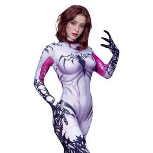lot 2176 image: JSKAHAO Costume Cosplay Suit Spandex Bodysuit Halloween Costume Bodysuit with Removable Mask (Adult-L)