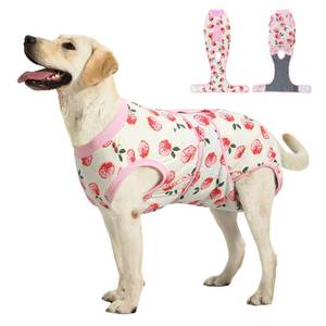 lot 2180 image: Recovery Suit for Dogs Cats After Surgery, E-Collar & Cone Alternative Surgical Suit, Prevent Licking Dog Onesies Pet Surgery Recovery Suit Soft Dog Bodysuit, Pink, L