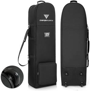 lot 2181 image: DAREKUKU Golf Travel Covers for Airlines with Detachable Shoulder Straps, Soft Foldable Golf Club Travel Bags, 900D Heavy Duty Oxford -Universal Size, Black