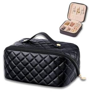 lot 2190 image: Madi Luxe Travel Cosmetic Bag,Large Capacity Makeup Bags for Women,Waterproof Portable Pouch and Toiletry Bag with Jewelry Organizer for Rings,Earrings,Necklaces,Stylish for Women.