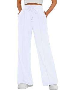 lot 2198 image: FSVABY Womens Baggy Wide Leg Athletic Track Sweatpants High Waisted Drawstring Workout Joggers with Pockets (White, X-Large)