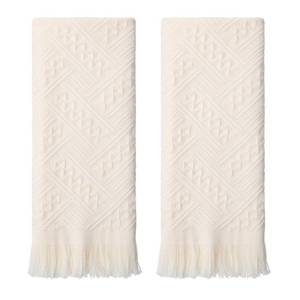 lot 2200 image: KFHENSOMR 2 Packs Boho Decorative Hand Towels Bathroom, 14x30 Inches Turkish Absorbent Soft Face Towel Set Cotton Drying Body Towels for Farmhouse Kitchen Hotel Spa Guest(Cream White)