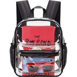 lot 2201 image: MAY TREE Clear Backpack for Stadium Events, 12x11x6 Inches Small Clear Backpack for Concert Festival Sports Outdoor - Black