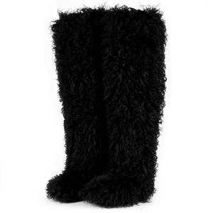 lot 2208 image: conmfotey Over the Knee Boots for Women 29 inchs Faux Fur Boots Flat Thigh High Boots(black9)