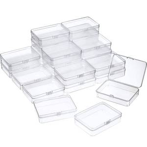 lot 2211 image: SATINIOR 24 Packs Small Clear Plastic Beads Storage Containers Box with Hinged Lid for Storage of Small Items, Crafts, Jewelry, Hardware(4.45 x 3.3 x 1.18 Inches)