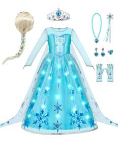 lot 2226 image: Spooktacular Creations Halloween Kids Ice Princess Dresses, Light-Up Princess Costume for Girls, Sequin Snowflake Long Cape Gown for Toddler Birthday, Halloween Dress-Up Party (3T, 3-4 yrs)