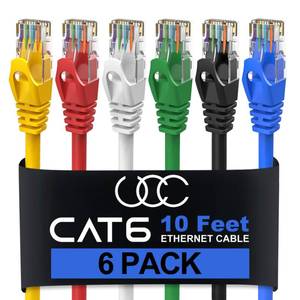 lot 2232 image: Ultra Clarity Cables Cat6 Ethernet Cable, 10 Feet(6 Pack) LAN, utp Cat 6, RJ45, Network Cord, Patch, Internet Cable - 10 Feet
