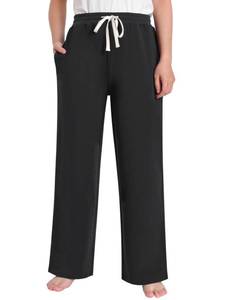 lot 2244 image: Pintage Womens Petite Wide Leg Sweatpants Petite Length Short XL Black