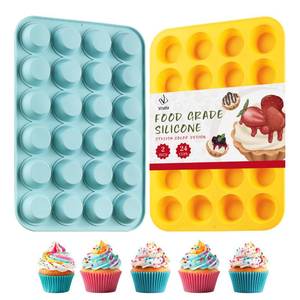 lot 2255 image: VRUIFA 2PCS Silicone Mini Muffin Pan, 24 Cups Nonstick Mini Cupcake Pan for Baking, BPA Free and Dishwasher Safe, Great for Making Muffin Cakes, Tart, Bread and Egg Bites