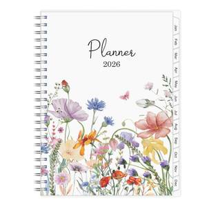 lot 2257 image: 2026 Planner, Weekly&nbsp Monthly Planner 2026, Jan 2026 - Dec 2026, 6.2 x 8.42, Flexible Cover, 12 Monthly Tabs, Thick Paper, Spiral Wirebound, Inner Pocket, Watercolor Flowers