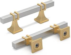 lot 2281 image: Lepatape 10 Pack 3 Inch Cabinet Pulls Brushed Nickel and Gold Cabinet Handles, Silver and Gold Dresser Drawer Pulls Brushed Nickel Kitchen Hardware