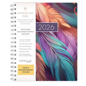 lot 2282 image: Essential PRO 2026 Daily, Weekly & Monthly Planner, 7x9 14 Months (Nov 2025 - Dec 2026) Monthly Tabs,Daily Tracking,Notes Pages,Storage Pocket,Bookmark w Sticky Notes (Pastel Peacock)