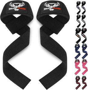 lot 2292 image: BEAST RAGE Lifting Wrist Straps for Weightlifting, Straps Gym Grip Power Workouts Lifting Straps Padded Cotton Men Women Wrap Lift, Deadlift Bodybuilding Weight Lifting Exercise Straps (Black)