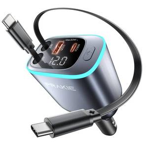 lot 2293 image: USB C Cable iPhone Car Charger, Retractable Fast USB C Phone Charger, Cigarette Lighter Adapter with 2 USBC Cables 25 Inch and 2 USB Ports, Multi Port Car Charging for iPhone 171615Pro Max-Gray
