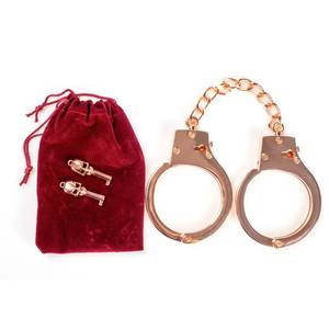 lot 2296 image: HISET Metal Handcuffs with Two Skull Keys - Prop Toy Handcuffs (Rose Gold)
