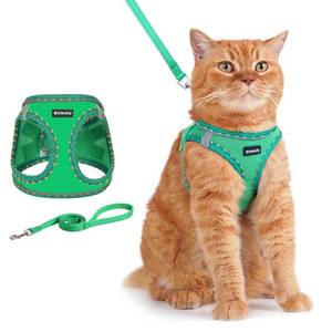 lot 2316 image: Rttochfy Cat Harness and Leash Set, Escape Proof Kitten Harness, Soft and Breathable Vest with Reflective Strip, Easy to Wear for Cats Walking and Traveling (Green, M)