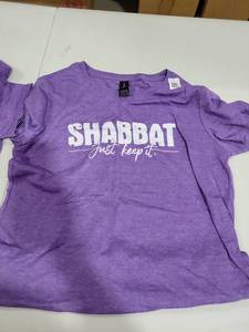 lot 2323 image: Shabbat Just Keep It Jewish Shabbat Shalom T-Shirt small and xs 2pack