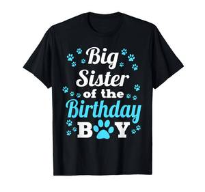 lot 2350 image: Big Sister Of The Birthday Boy Dog Paw Bday Party T-Shirt Large blue