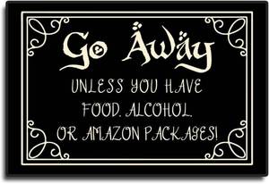 lot 2357 image: Go Away Door mat Outdside Entrance,Go Away Unless you have food,Alcohol or amazon packages Funny Doormats front door mat Indoor Entrance,Welcome Floor Mat Spring Rubber Rugs Washable Patio Home Decora