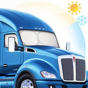 lot 2360 image: Semi-Truck Sun Shade for Windshield and Side Windows  300T Sunshade Maximum Coverage  Block Sun Heat Rays Fits for Semi, Commercial & Big Rig Truck, RV (Side Velcro)��