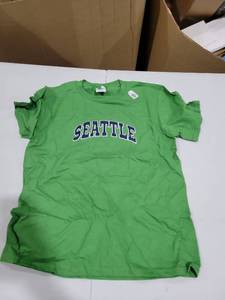 lot 2368 image: Seattle Green T-Shirt with Navy Blue Text Large