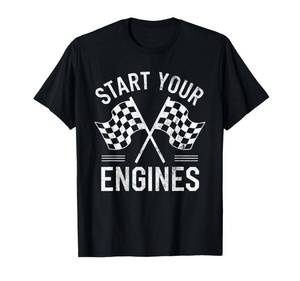 lot 2376 image: Start Your Engines Vintage Checkered Flag Race Car T-Shirt XL orange