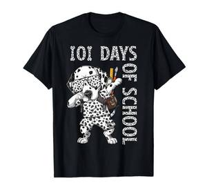 lot 2380 image: 101 Days School Dabbing Dalmatian Dog Teachers Kids T-Shirt medium