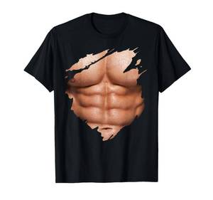 lot 2390 image: Chest Six Pack Abs Muscles Bodybuilder T-Shirt Large pink
