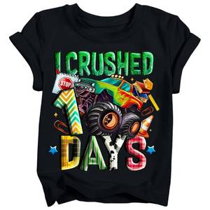 lot 2408 image: YWAGK Boys 100 Days of School Shirt Kids I Crushed 100th Days School Shirts Toddler Monster Truck Tee 2026 (7-8 Years) small red