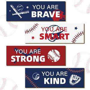 lot 2429 image: Kathfly 4 Pcs Baseball Room Decor for Teen Boys Baseball Gifts Vintage Sport Wall Decor Wooden Hanging Sign Inspirational Motivational Quote Sport Wall Art for Nursery Gym Playroom