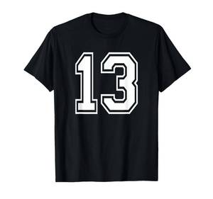 lot 2432 image: Number 13 Numbered Uniform Sports Jersey Team 13th Birthday T-Shirt small green
