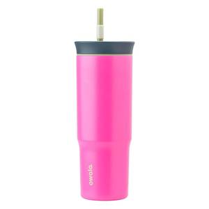 lot 2443 image: Owala Stainless Steel Triple Layer Insulated Travel Tumbler with Spill Resistant Lid and Straw, BPA Free, 24 oz, BrownPink (Watermelon Breeze)