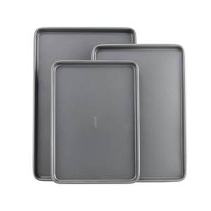 lot 2450 image: GoodCook Everyday Nonstick Baking Sheet Set, 2 Pack Includes  Medium & Large Pan Carbon Steel Construction Cookie Sheet Bakeware Set, Gray