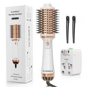 lot 2451 image: Plavogue Dual Voltage Blow Dryer Brush for European Travel,110V-240V Hot Air Brush with Volumizer, Negative Ionic Anti-Frizz - Styling Brush with Ceramic Coating for LongMid Hair Types, Oval Shape