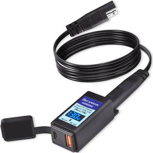 lot 2456 image: Garystat Motorcycle USB-C Charger, SAE to USB Adapter, 27W Dual Port USB Fast Charger with VoltmeterAmmeter & ONOff Switch, Perfect for Charging Phone, Tablet, GPS etc