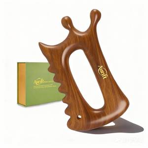 lot 2468 image: Aurift Wooden Gua Sha Massage Tool for Face & Body �� Dual Trigger Point Acupressure Massager for Nose & Eye Area, Manual Muscle Scraper with Ergonomic Grip for Jawline & Neck Relief in Gift Box