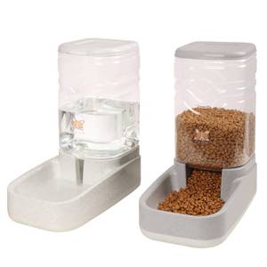 lot 2473 image: Elevon Automatic Cat Feeder, Gravity Food and Water Dispenser Bowl Set for Small Medium Dogs Animals, Pet Feeder Dispenser Storage Food, 3.8L Large Capacity, White & Gray