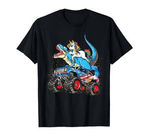 lot 2498 image: Unicorn Riding T rex Monster Truck Boys Girls Unicorn T-Shirt 3T