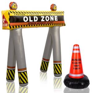 lot 2506 image: ArtCreativity Old Zone Inflatable Barricade  Cone for Over The Hill Party Decorations, 40th, 50th, 60th Birthday Decorations