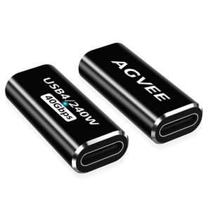 lot 2520 image: AGVEE 2 Pack USB4 Type-C Female to Female Adapter, PD 240W Quick Charge USB 4.0 40G Data Coupler Extender Extension Connector for TB4 TB3 MacBook, Pixel 2 3 4 5, S24, S23, S22, Black