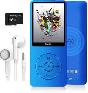 lot 2526 image: MP3 Player, Music Player with 16GB Micro SD Card, Build-in SpeakerPhotoVideo PlayFM RadioVoice RecorderE-Book Reader, Supports up to 128GB (Dark Blue)