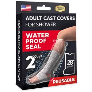 lot 2529 image: 100% Waterproof Cast Covers for Shower Leg - 2pk - Tight Seal - Reusable Adult Half Leg Cast Protectors - Knee, Ankle, Foot - After Surgery Bandage and Dressing Cast Bag for Wounds and Burns