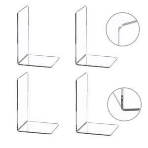 lot 2545 image: CY craft 4 Pieces Bookends,Clear Acrylic Bookends for Shelves,Heavy Duty Book Ends and Desktop Organizer,Book Stopper for BooksMoviesCDs,7.3x4.8x4.8 inch