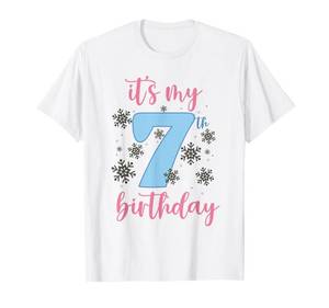 lot 2554 image: Its My 7th Birthday Snowflake Outfits For Toddler Girls T-Shirt small - Blue