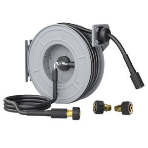 lot 2556 image: Giraffe Tools Pressure Washer Hose Reel, 14 x 65 ft Retractable Pressure Washer Reel, Heavy Duty Power Washer Reel, Any Length Lock, Auto Rewind, Wall Mounted, 3200 PSI, 2  M22-15mm Connectors