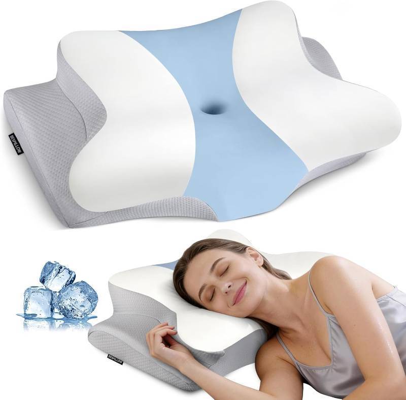 lot 291571 image: Cervical Neck Pillow for Pain Relief - Ergonomic Pillow Side Sleeper Pillow for Sleeping, Orthopedic Memory Foam Pillow for Neck Support, Contour Cervical Pillow Bed Pillow for Back Stomach Sleepers
