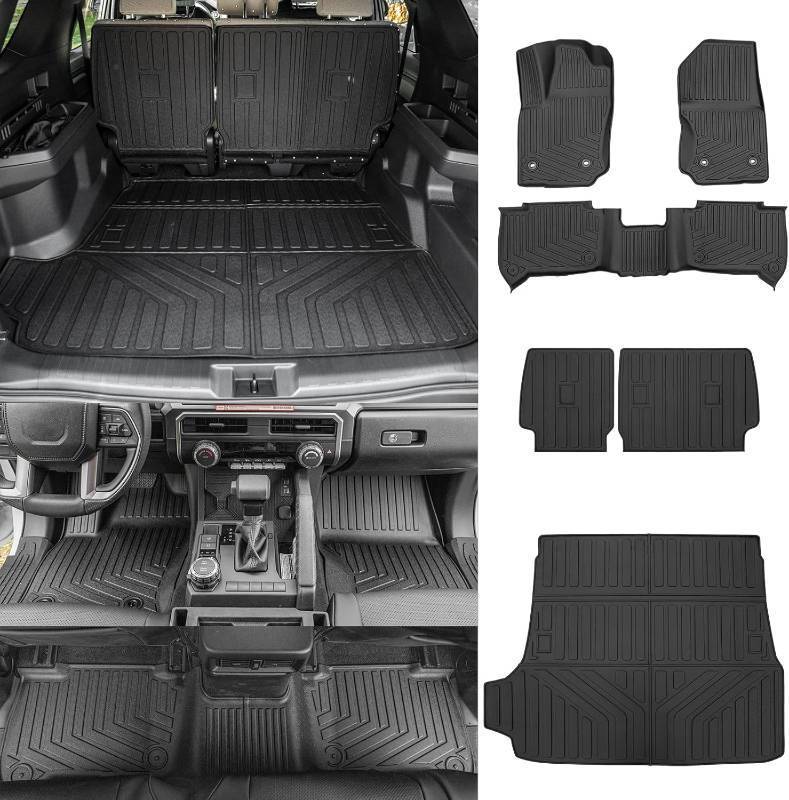 lot 391611 image: Floor Mats Compatible with 2025 2026 Toyota 4Runner 5 Seats Gas (Non Hybrid EV & i-Force MAX) Trunk Mat Cargo Liner TPE Back Seat Cover for 4 Runner Accessories (5 Seats,Floor Mats 6PCS)