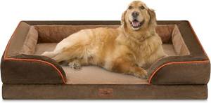 lot 161398 image: Comfort Expression Orthopedic Dog Bed for Extra Large Dogs 42x30 Inch, Waterproof Supportive Egg Crate Foam XL Pet Bed with Removable Bolsters, Dog Couch with Washable Cover & Non-Slip Bottom, Brown
