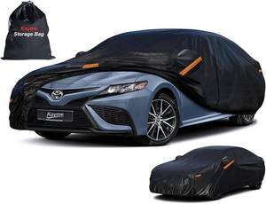 lot 161407 image: Kayme 7 Layers Heavy Duty Car Cover Waterproof All Weather, Full Exterior Cover Outdoor Snow Sun Uv Protection with Zipper for Automobiles, Universal Fit for Sedan (186 to 193 Inch)